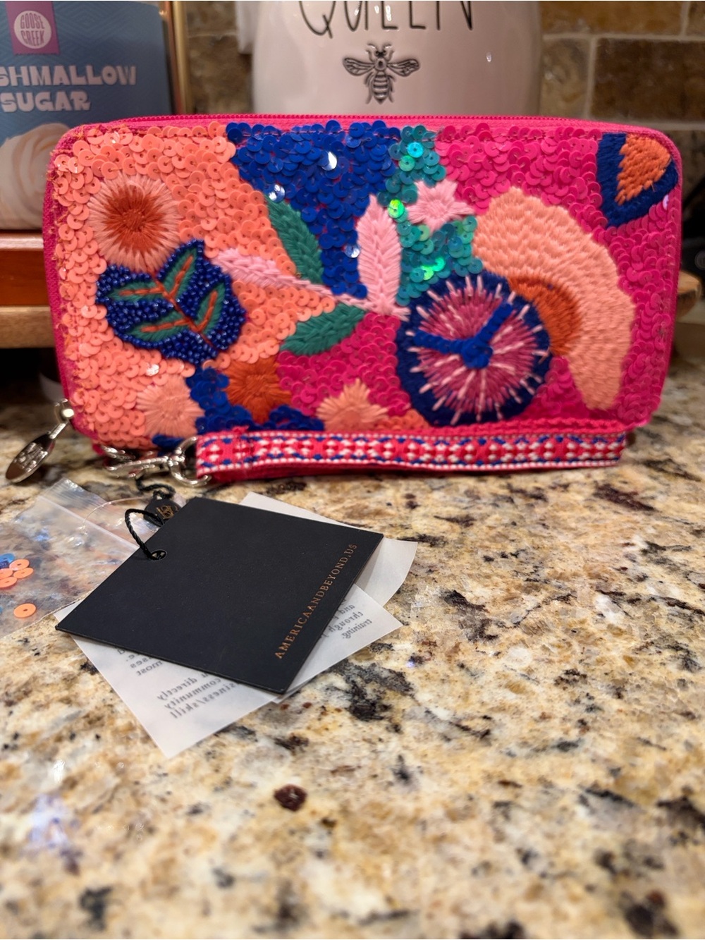 NWT America & Beyond "Underwater Paradise" Embellished Zip Wallet